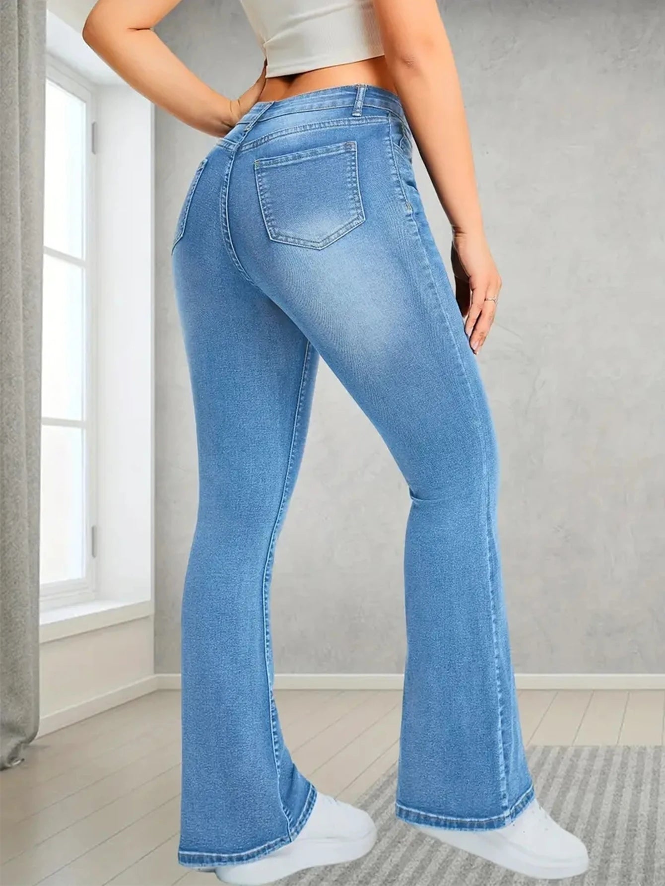 Womens Pants Casual Streetwear High Waist Denim