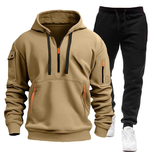 Sweatshirt set for outdoor sports and fitness trend hooded