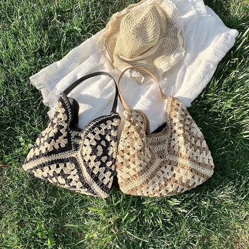 Popular Women's Woven Straw Shoulder Bag Medium Size