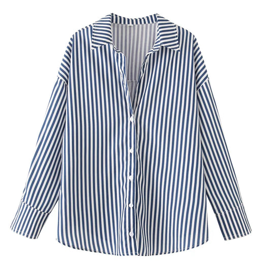 Woman Blouses Long Stripe Shirts