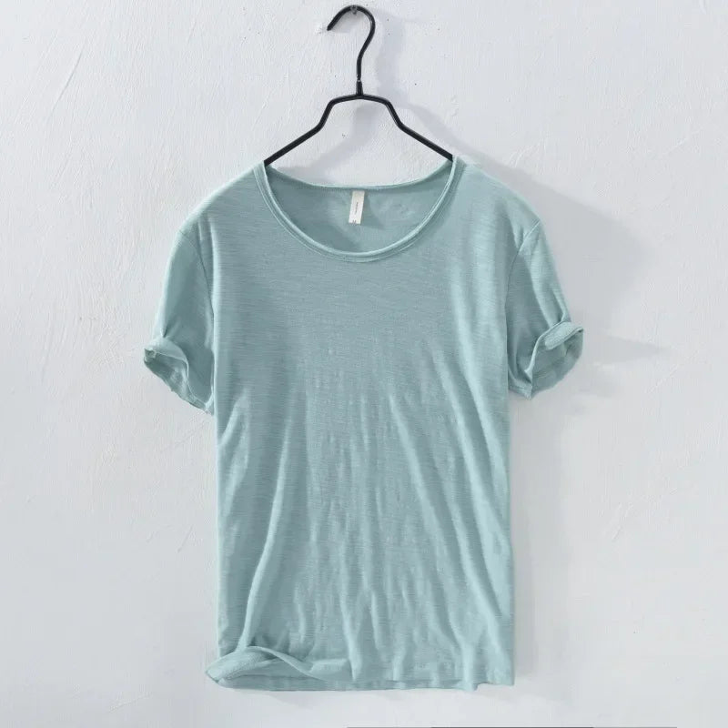 Retro Raw Edge T-Shirt for Men 100% Cotton