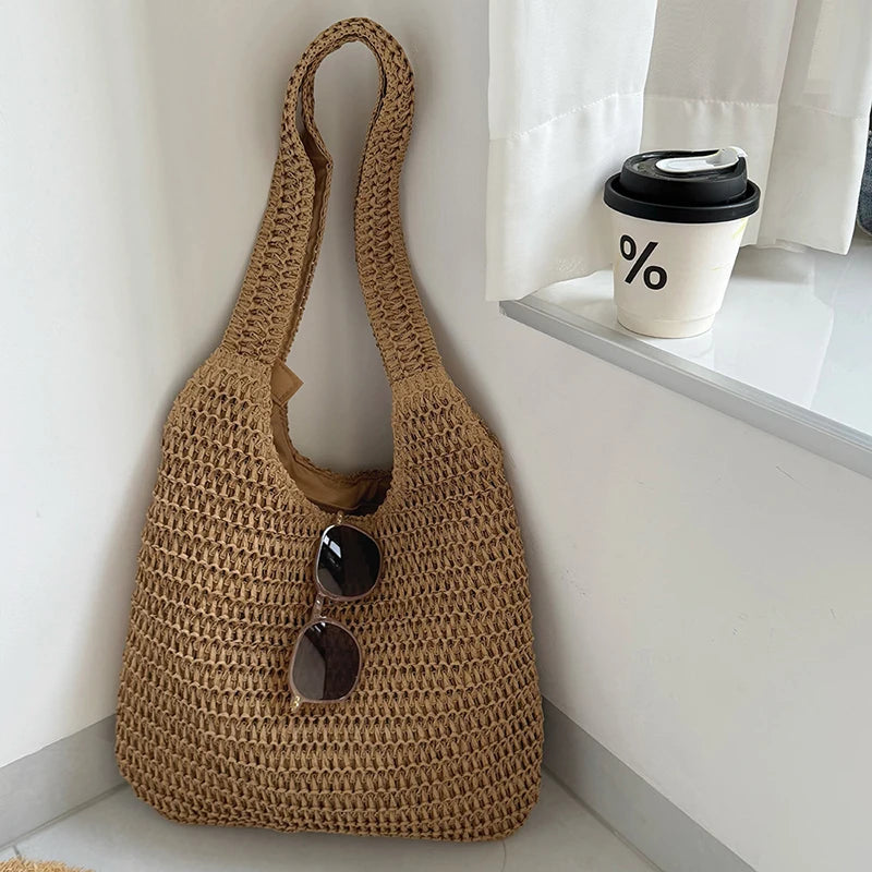 Summer Beach Fashion Rattan Women Shoulder Bags Large Capacity