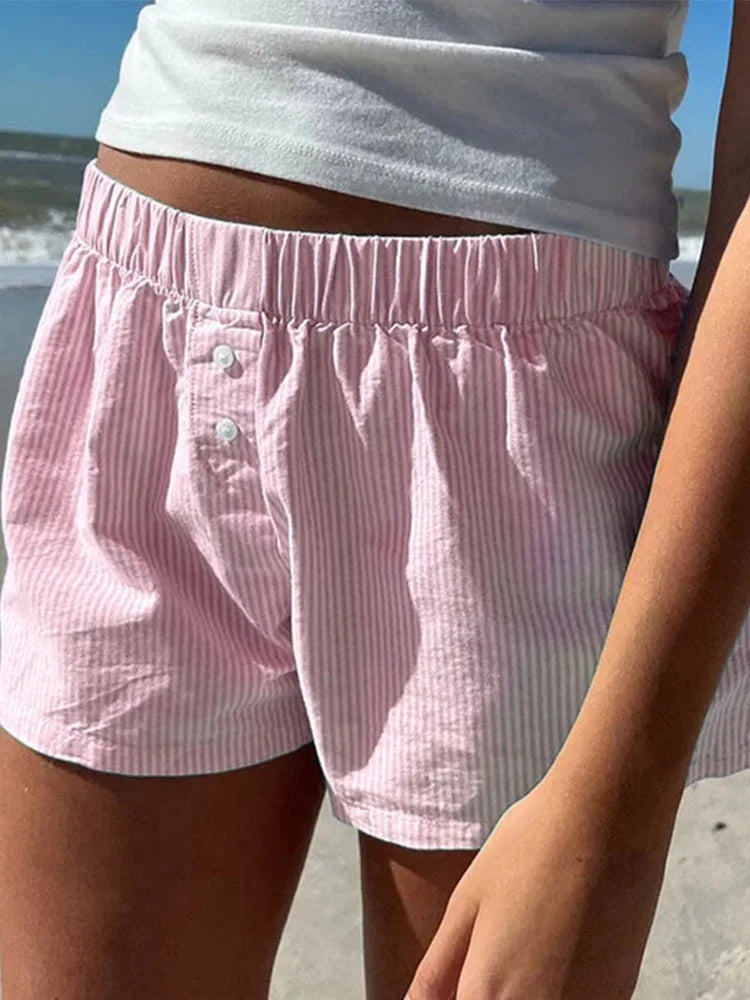 Striped Print Casual Shorts for Women
