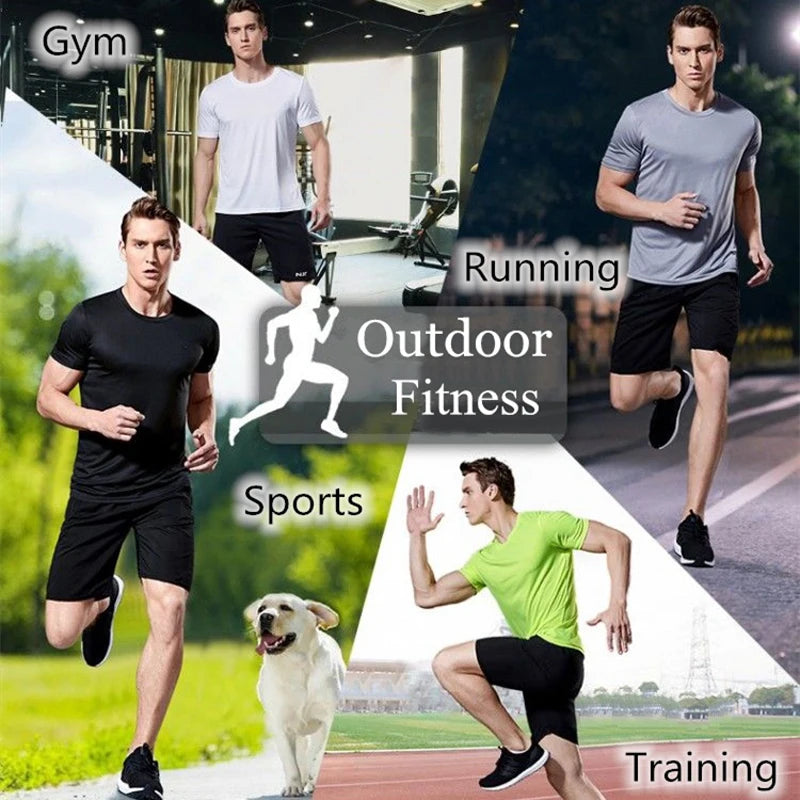 Men's Quick Dry Short Sleeve Gym Running Neck T-Shirt