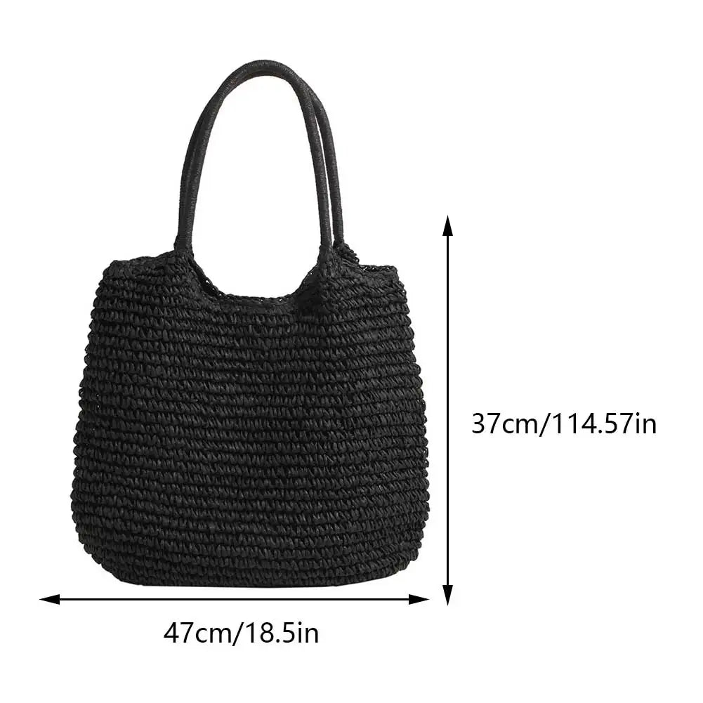 Women Straw Bag Tote Handbag Large Capacity Vintage Shoulder Bag