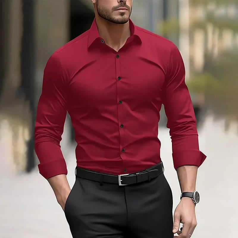 Men's formal solid color Long sleeved