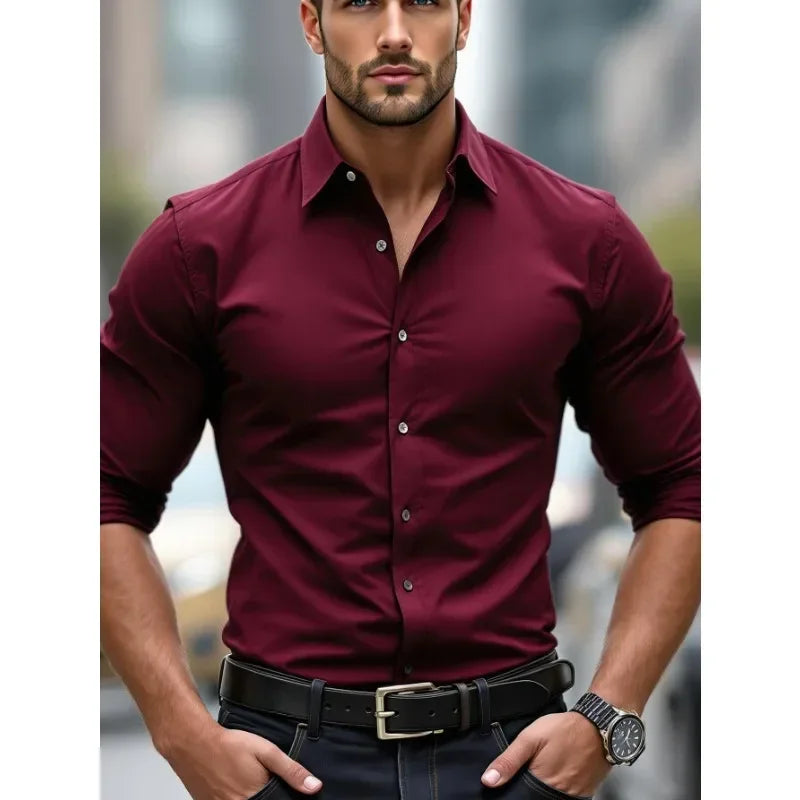 Brand New Solid Color Long Sleeve Smart Casual