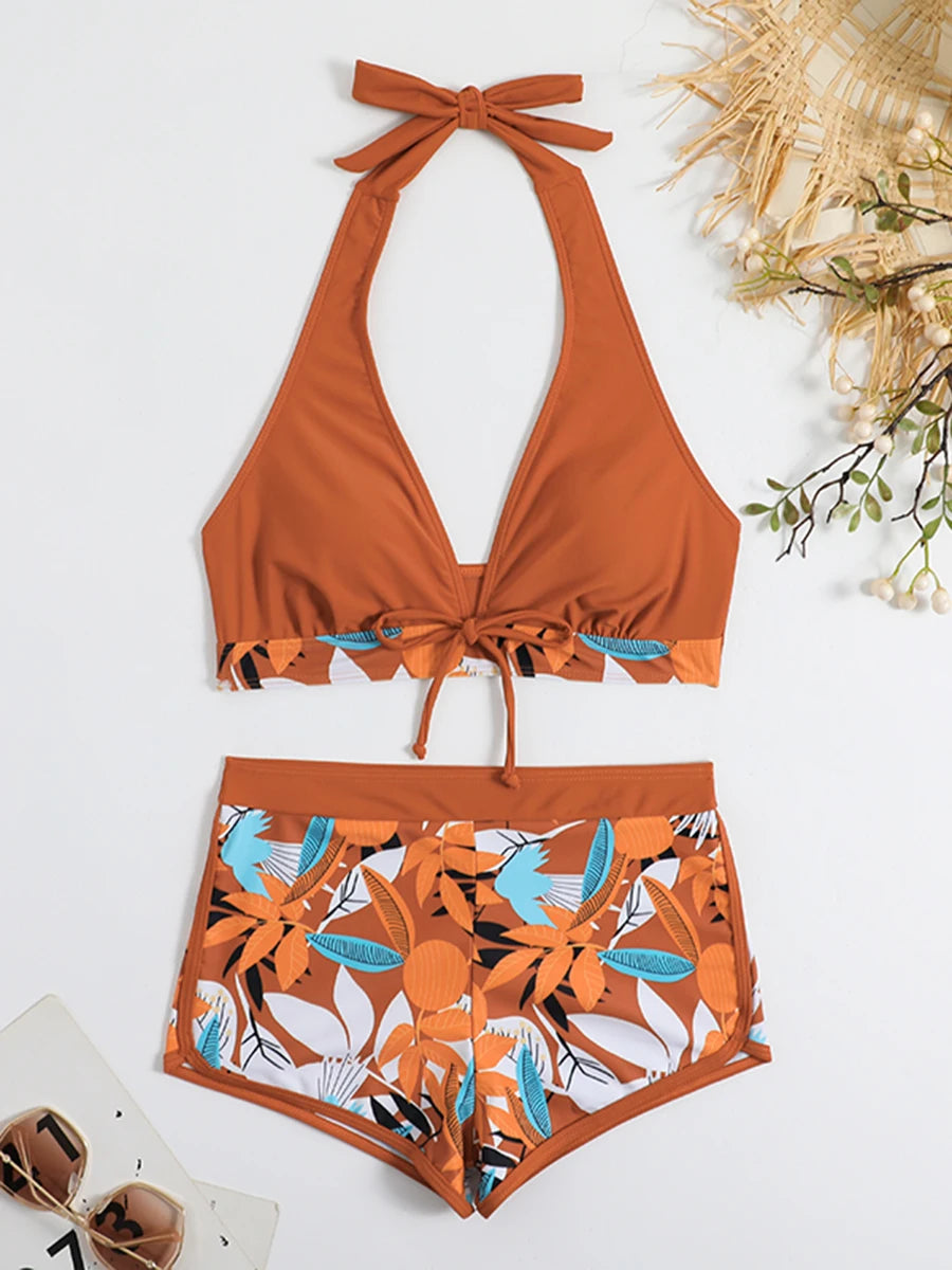 2026 Halter Bikini Set Short Swimsuit for Women