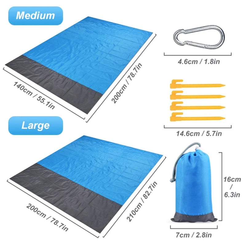 2x2.1m Waterproof Pocket Beach Blanket Folding for Outdoor activity
