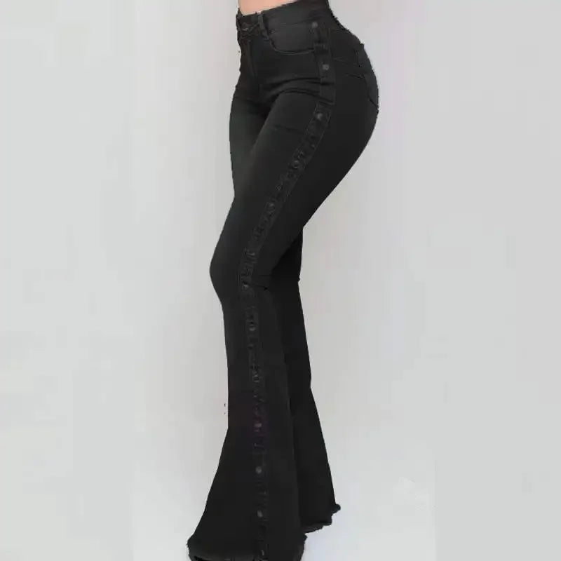Jeans High Waist Strecth Denim Flare Pants for Women