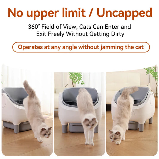 Open-style automatic cat litter box, Smart litter box, automatic cleaning, intelligent sensor, WiFi connectivity