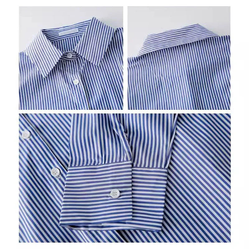 Classic Striped Woman Spring Autumn Blouses