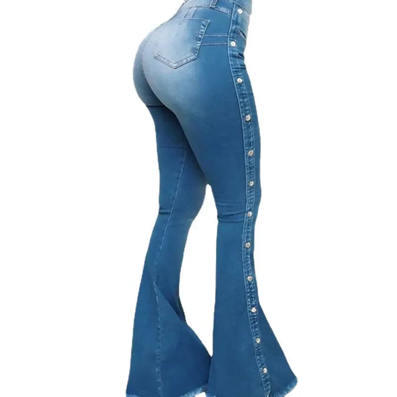Jeans High Waist Strecth Denim Flare Pants for Women