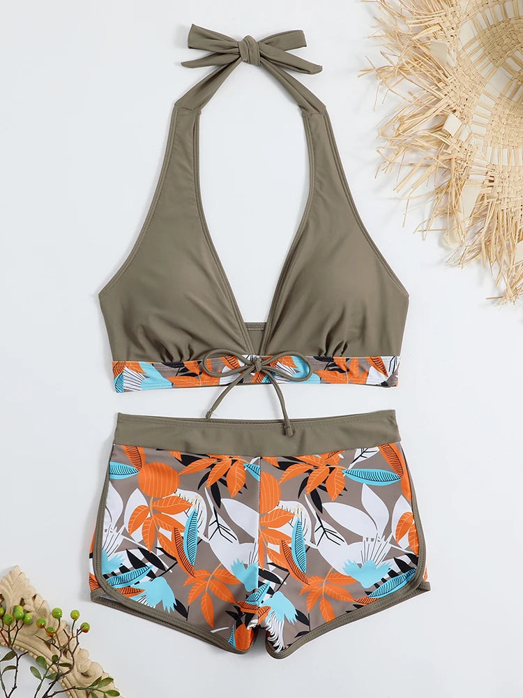 2026 Halter Bikini Set Short Swimsuit for Women