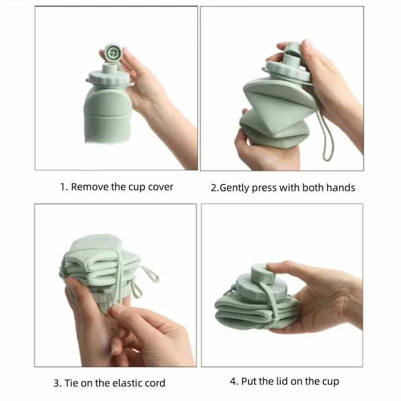 600ml Silicone Portable Folding Bottle  for Drinking