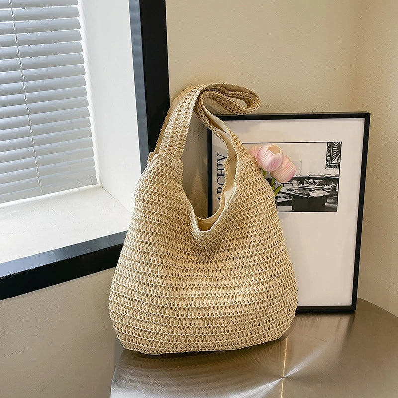 Summer Beach Fashion Rattan Women Shoulder Bags Large Capacity