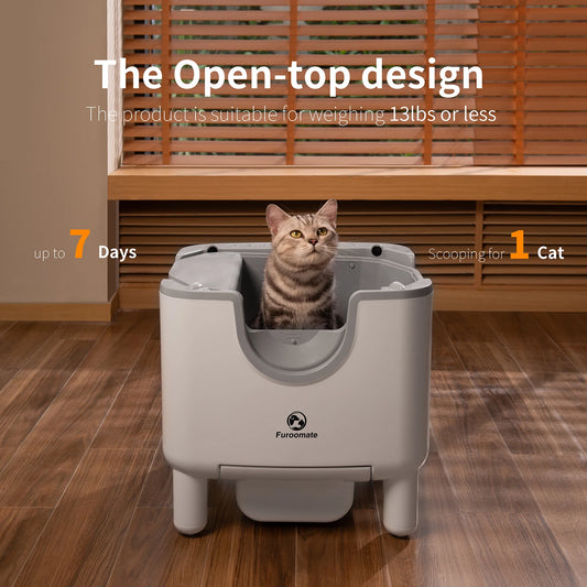 Self-Cleaning Litter Box - Open-Top Automatic Cat Litter Box with Odor Control