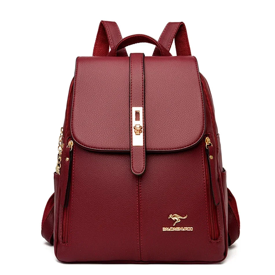 Large Capacity Backpack High Quality Leather Vintage Bags for Women