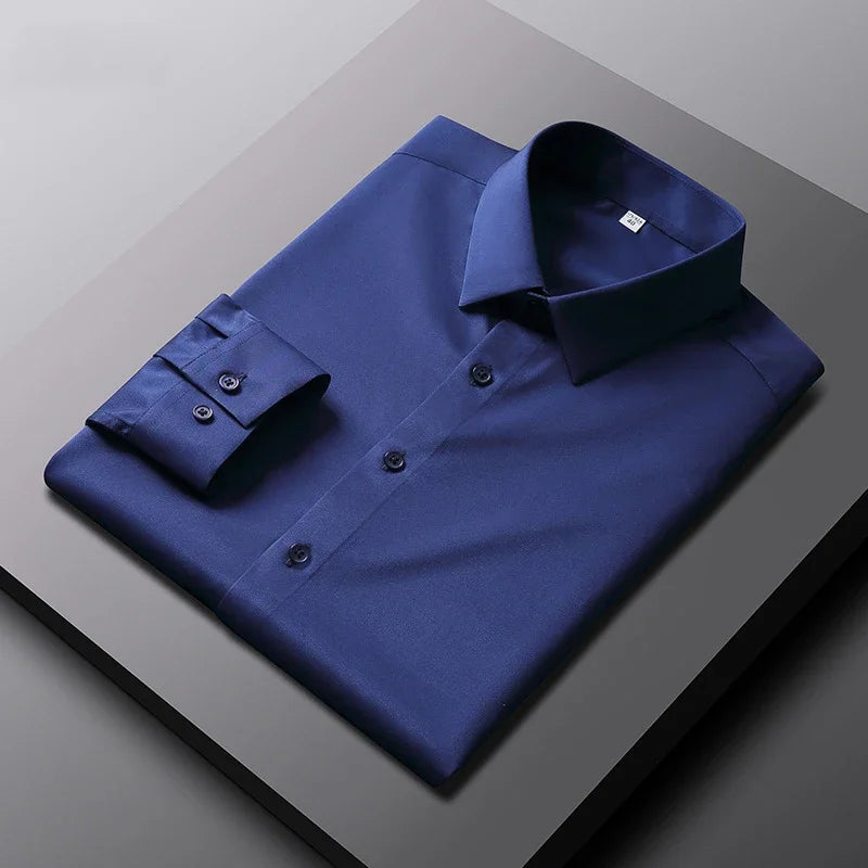 Casual Long Sleeved Solid Color Shirt Non Ironing and Wrinkle Resistant