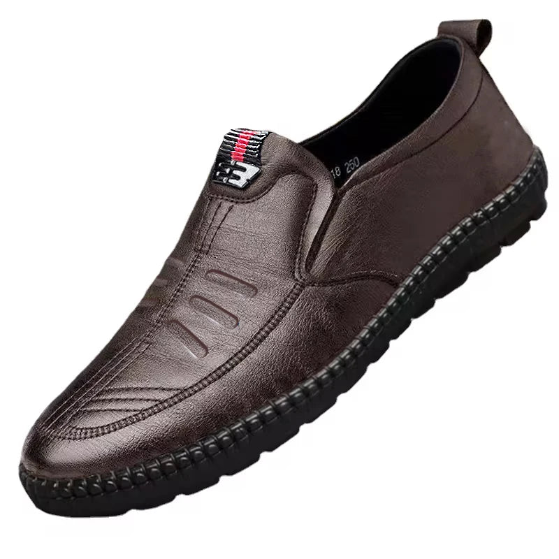 Mens Leather Loafers Non Slippery Breathable Outdoor Slip on Casual Shoes for Male Work Office