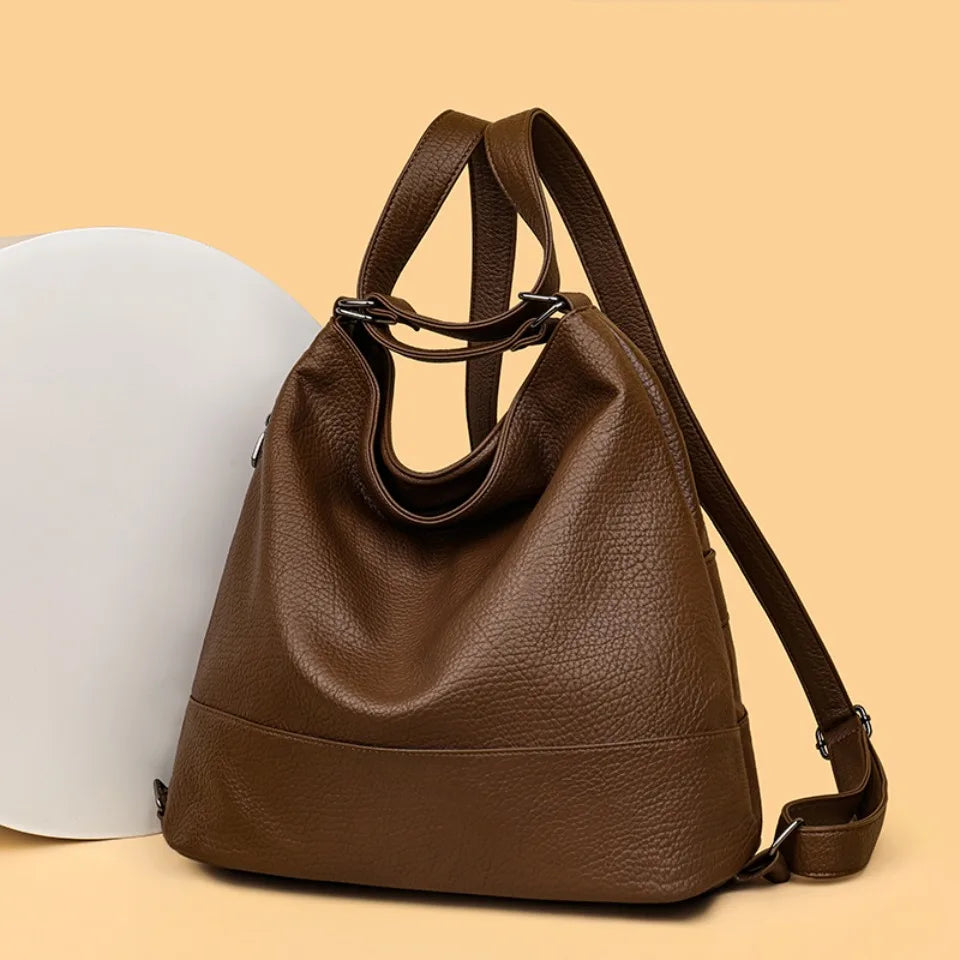 Top Quality Leather Backpack for Women with Large Capacity