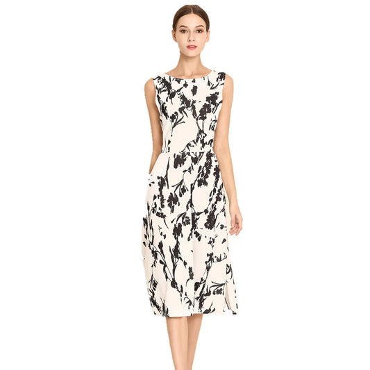Summer Women Dress Clothing Floral Print Robe Retro Swing