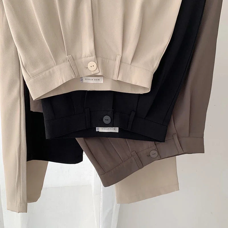 High Waist Women Suit Pants Fall Straight Office Ladies 2026