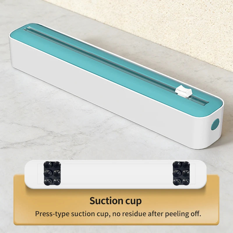 Multi-functional cling film cutter, tear-free sliding suitable for plastic and aluminum foil.