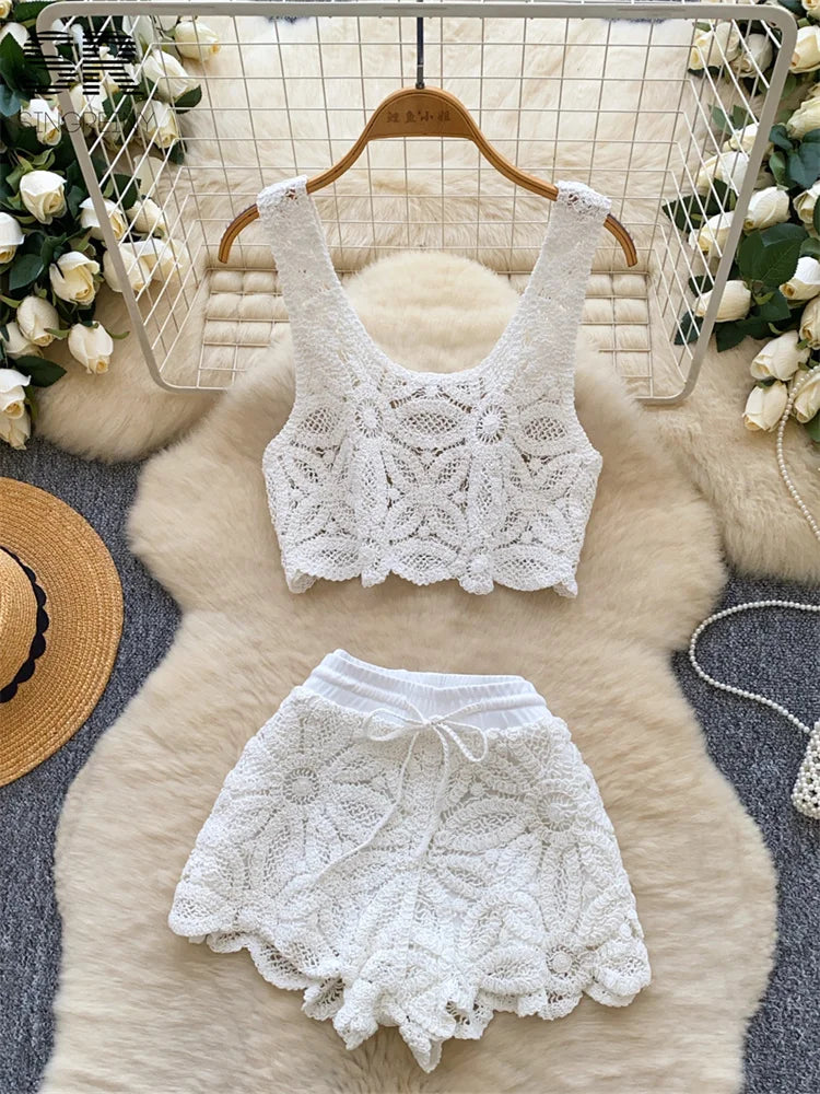 2026 Knit Summer Vacation Two Piece Sets for Women