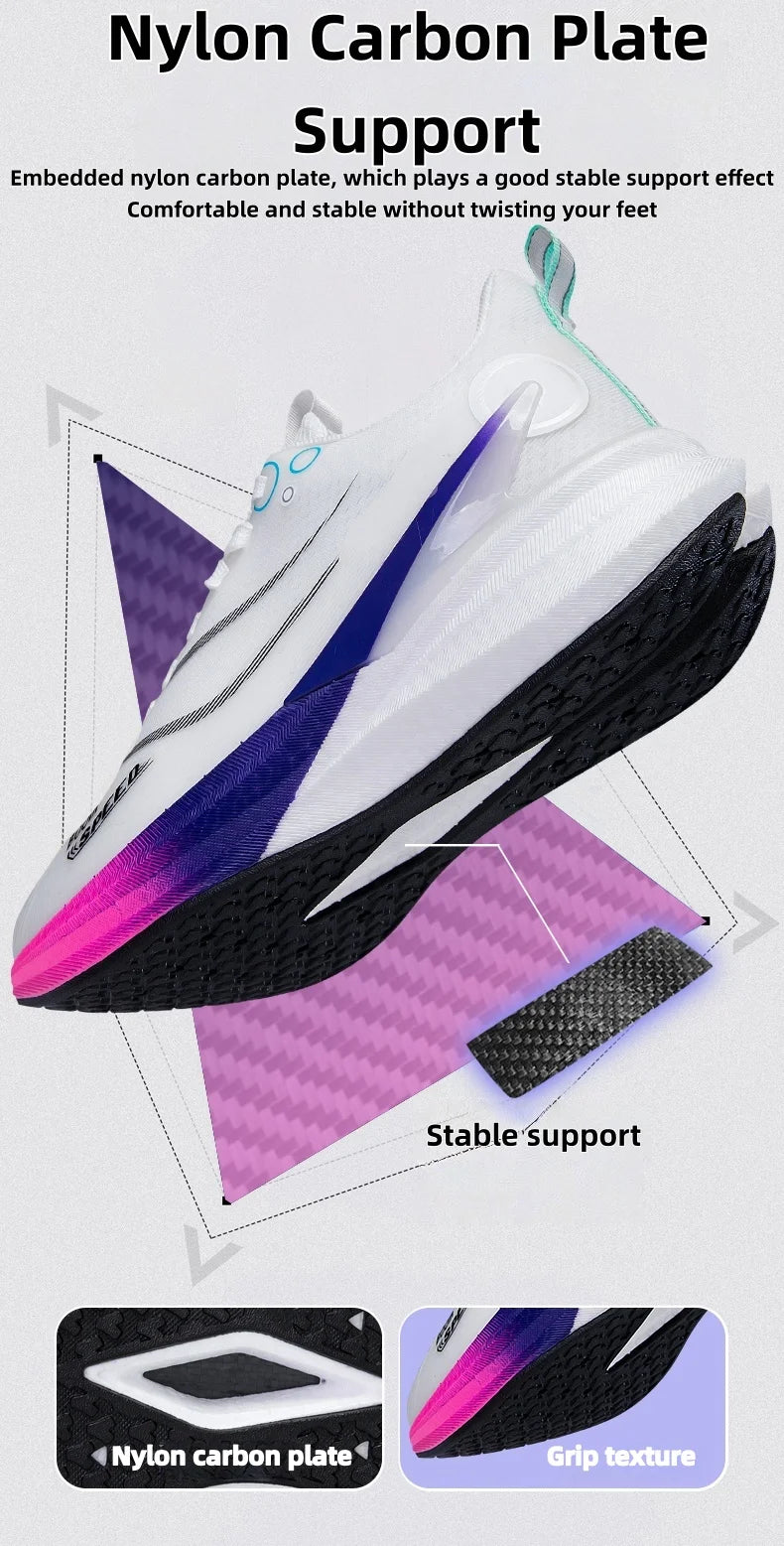 Unisex Professional Carbon Board Marathon Running Shoes Shock Absorption Ultra-light Stable Support Sports Shoes