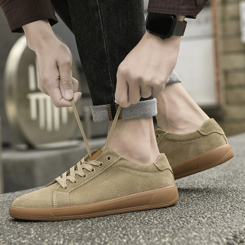 2026 Genuine Leather Men Vulcanized Shoes Fashion Casua