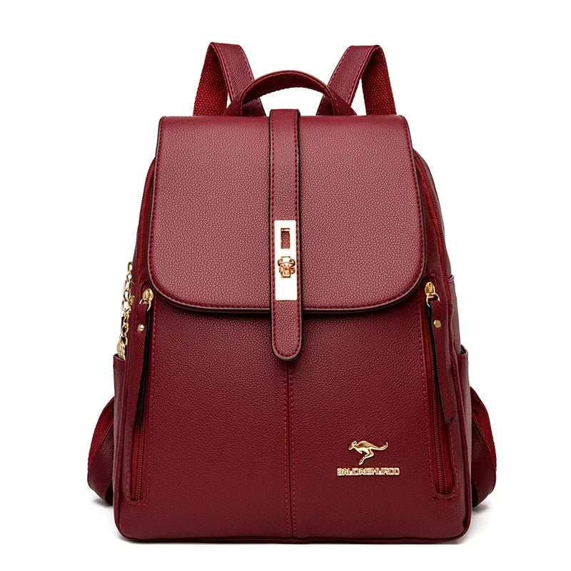 Large Capacity Backpack High Quality Leather Vintage Bags for Women