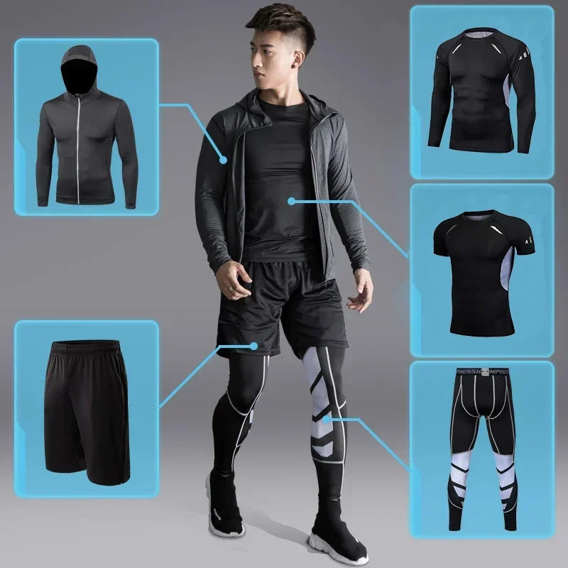 Men's Running Tracksuit Training Fitness Sportswear Set