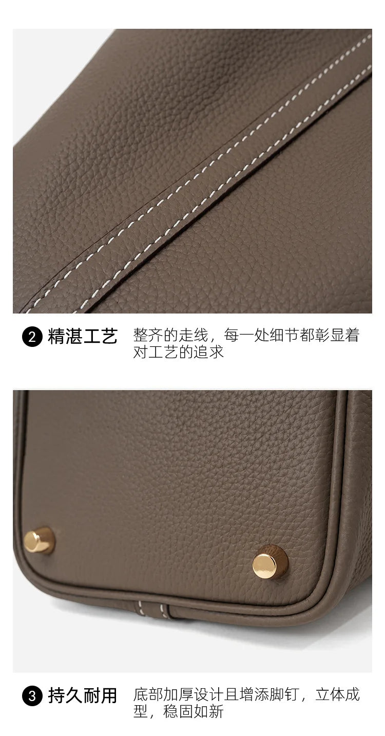 2026 New luxury Genuine Leather Barrel Bag for Women Togo Top
