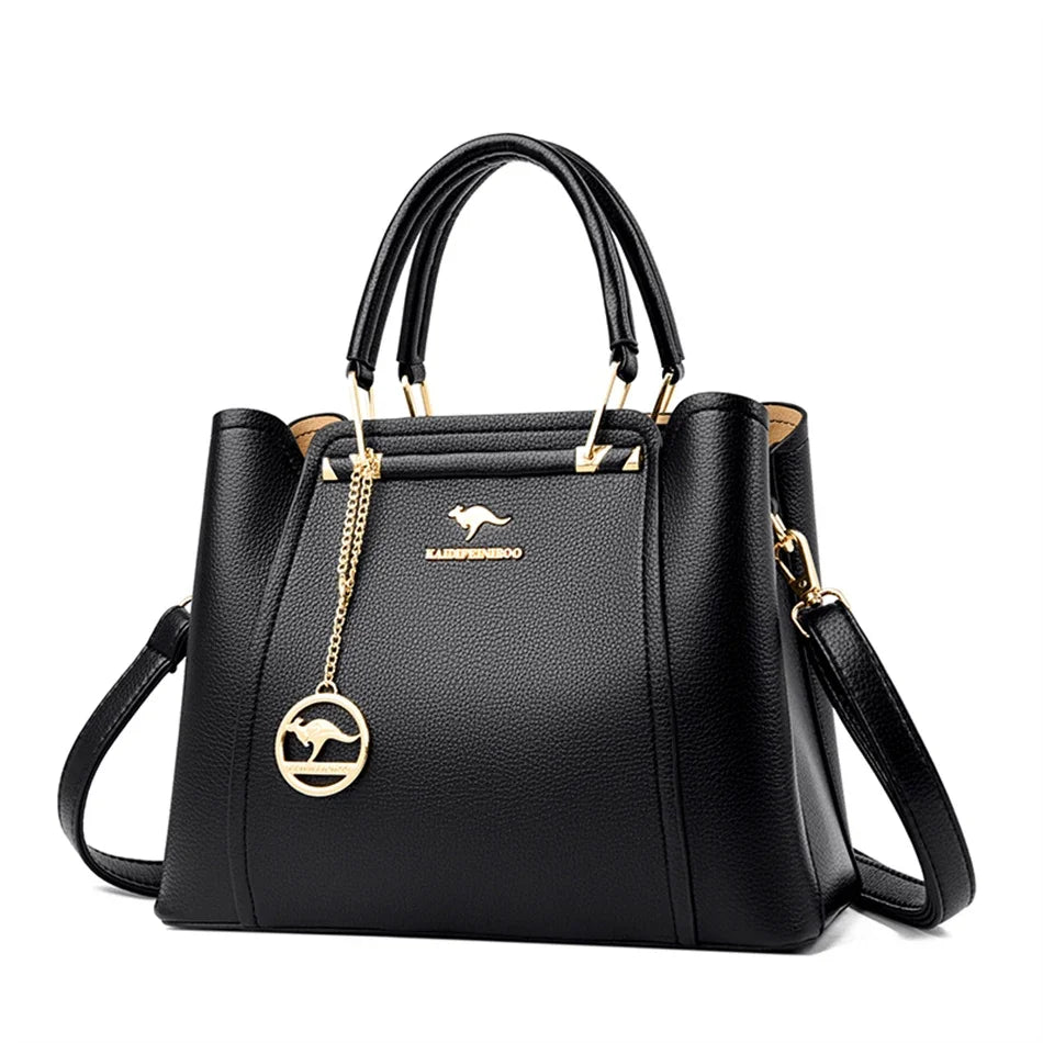 2026 Luxury Women Designer 3 Layers Large Capacity Leather Handbags