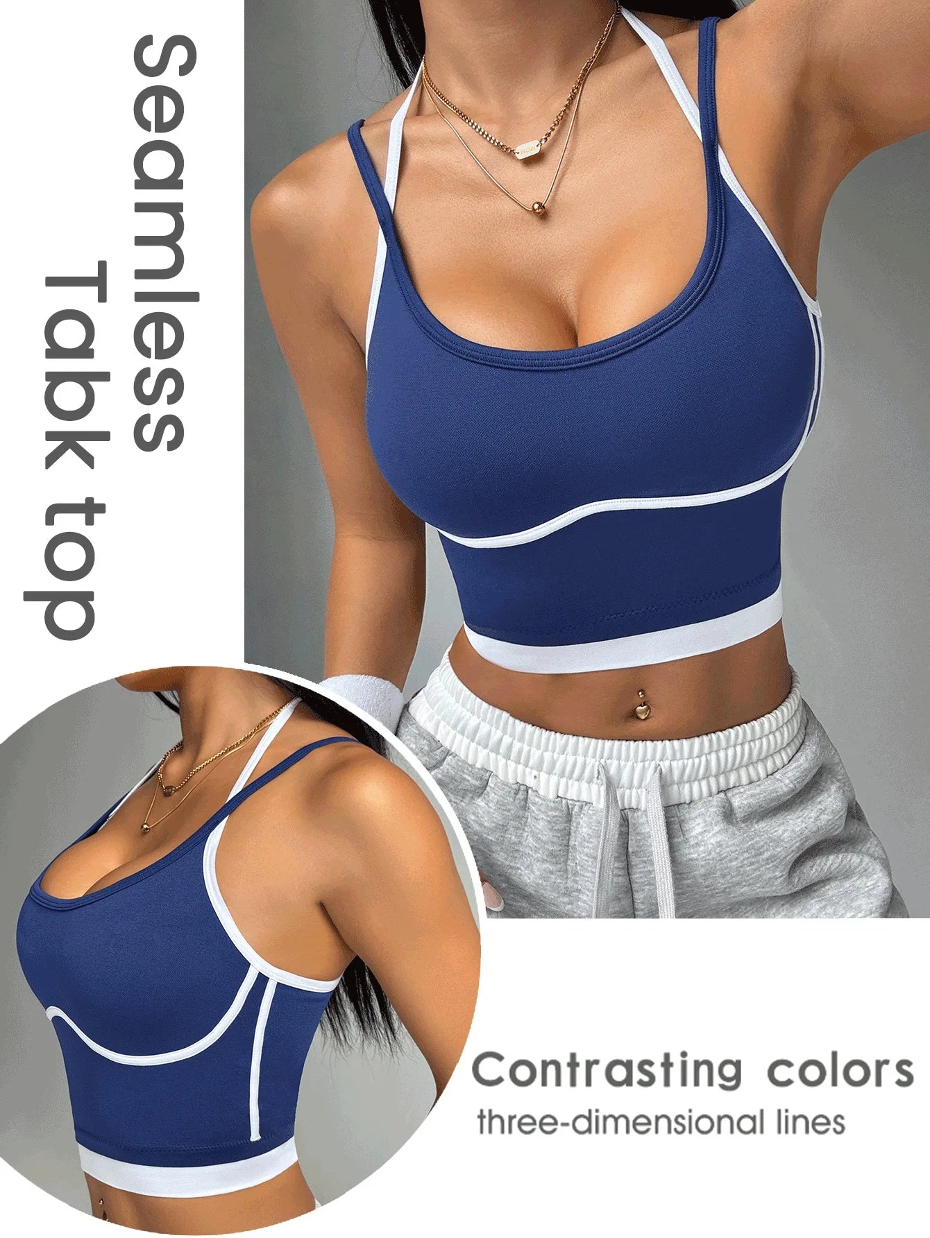 Color blocking non steel ring beautiful back sports vest for women