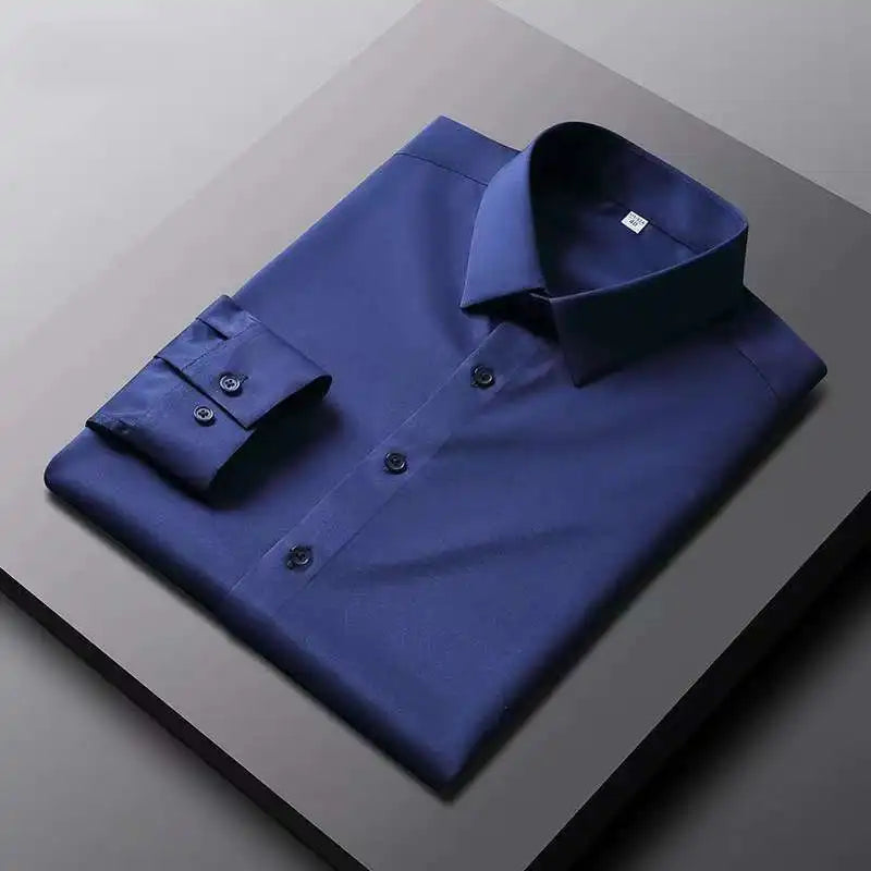 Casual Long Sleeved Solid Color Shirt Non Ironing and Wrinkle Resistant