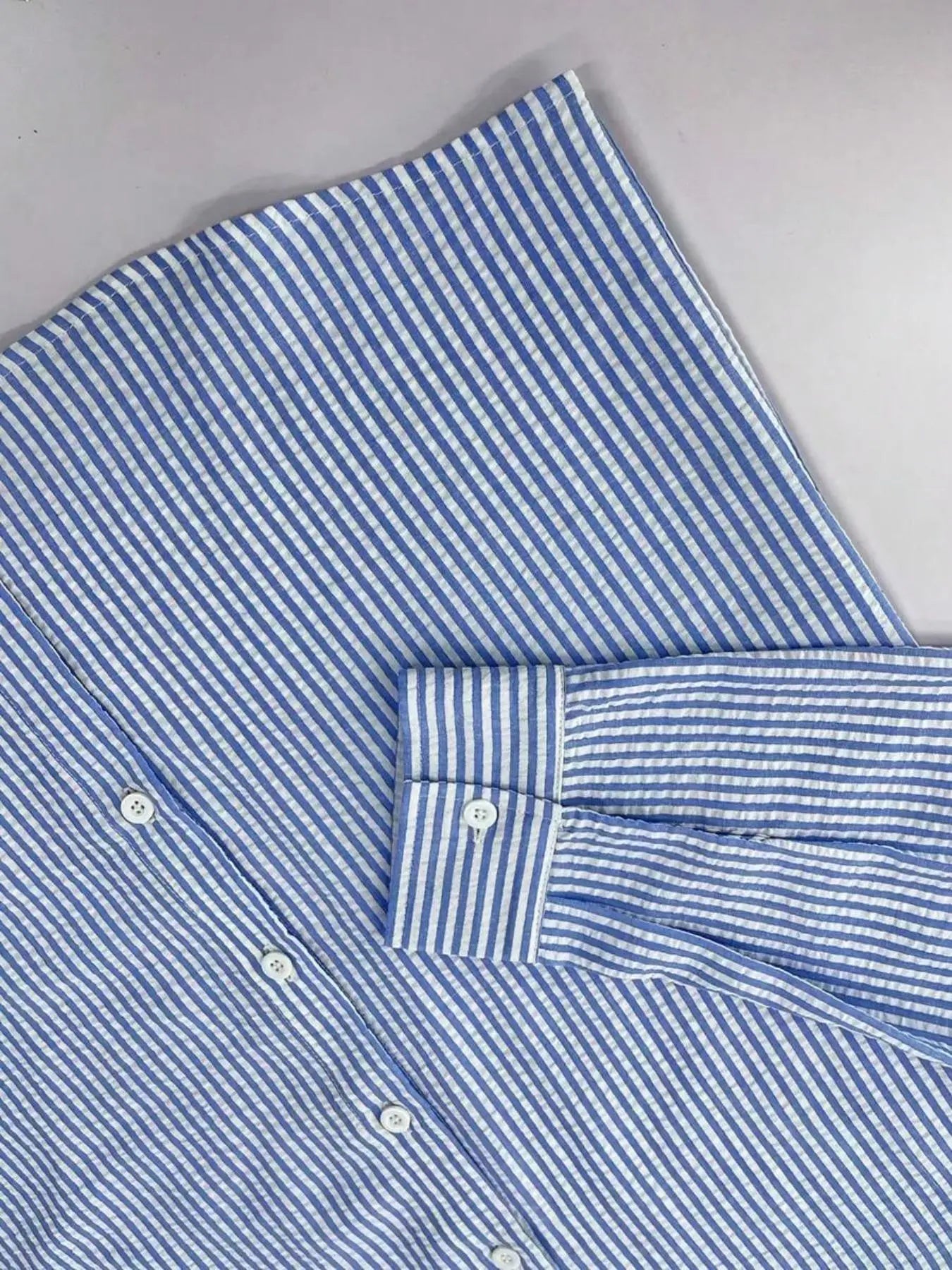Men's Long Sleeve Striped Shirt with Loose Fit Stylish