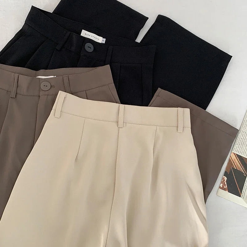 High Waist Women Suit Pants Fall Straight Office Ladies 2026