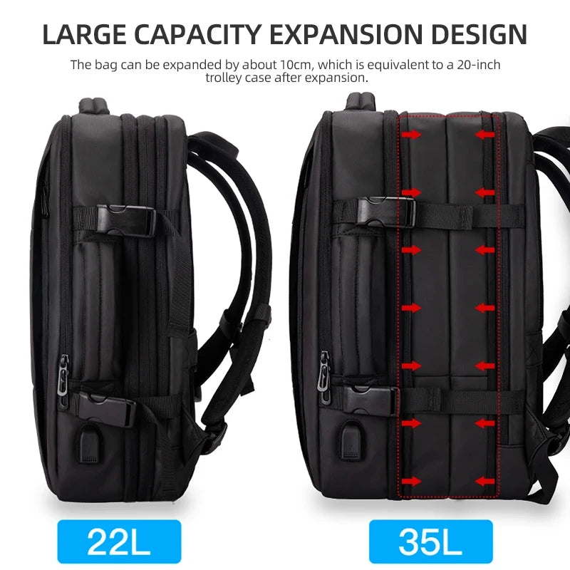 Expandable Men Backpack Waterproof Large Capacity