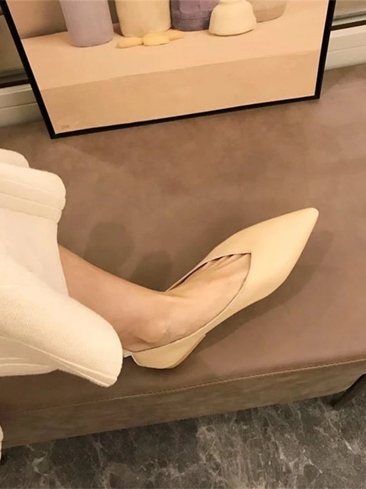 emale Shoes 2026 Pointed toe Genuine Leather Flat Shoes