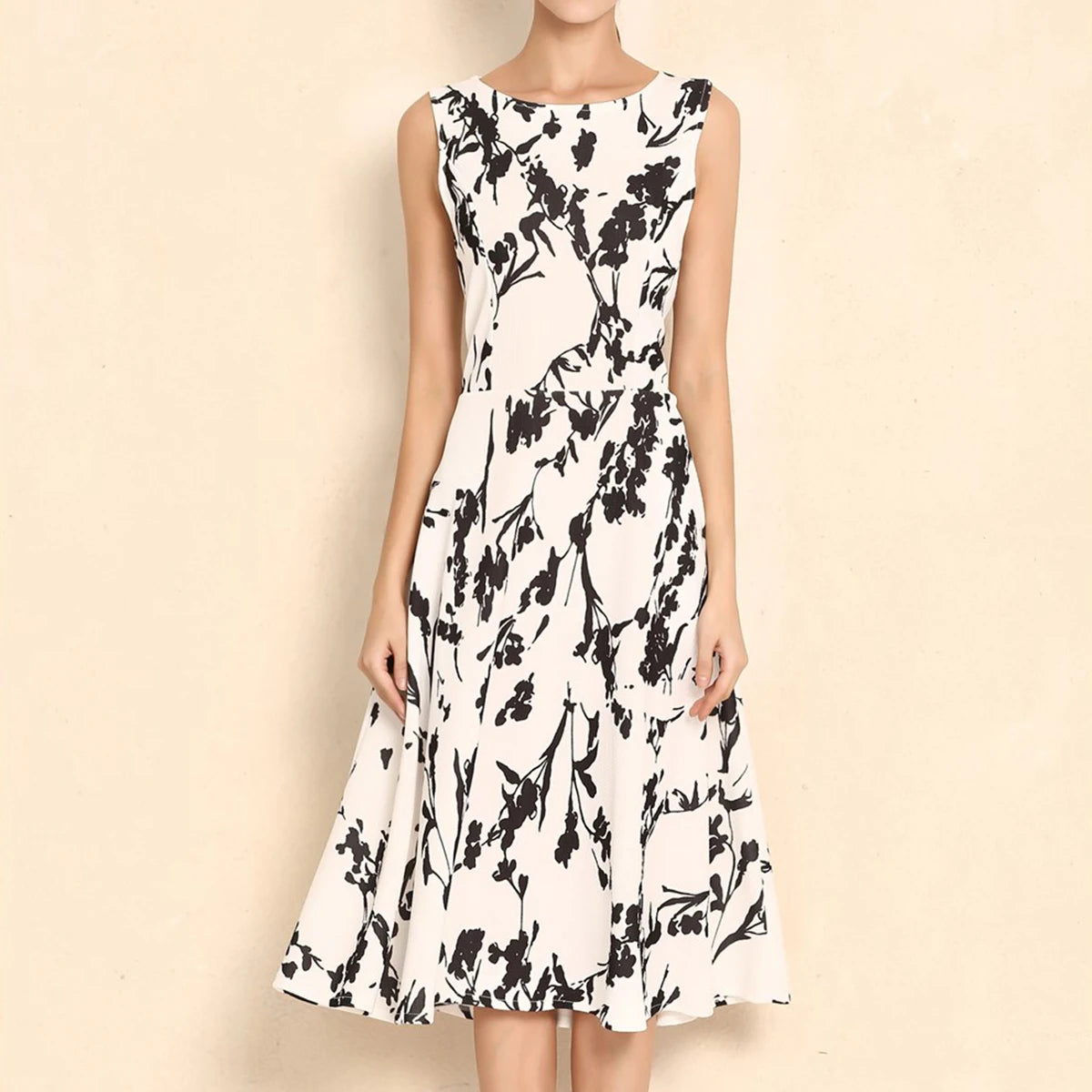 Summer Women Dress Clothing Floral Print Robe Retro Swing