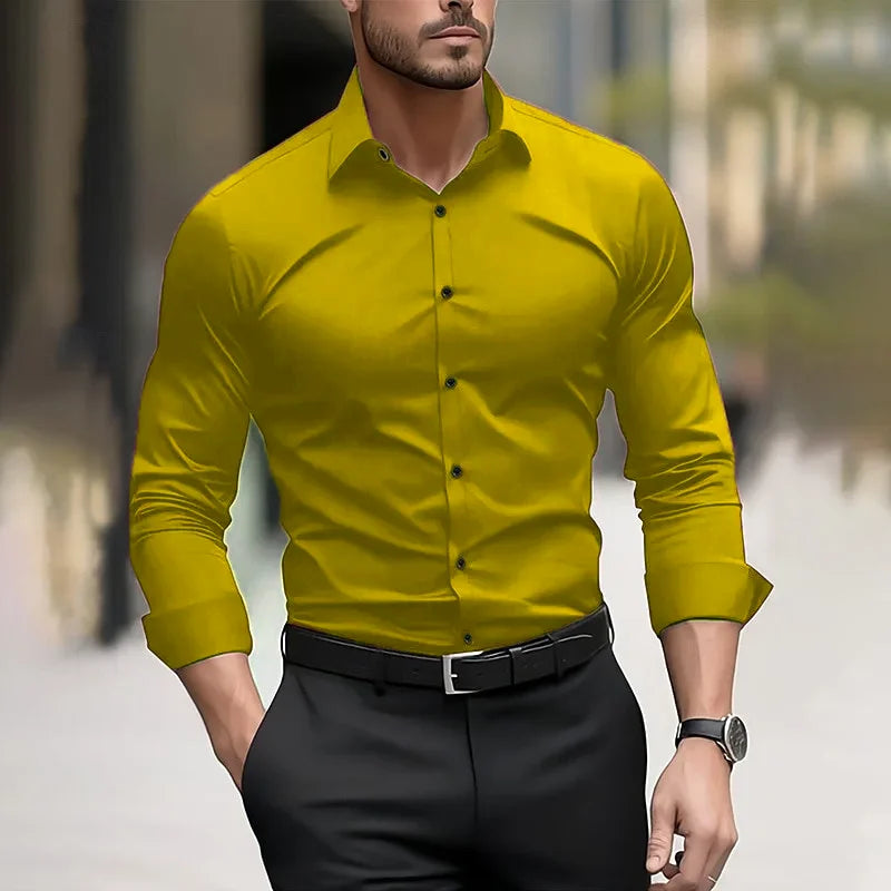 Men's formal solid color Long sleeved