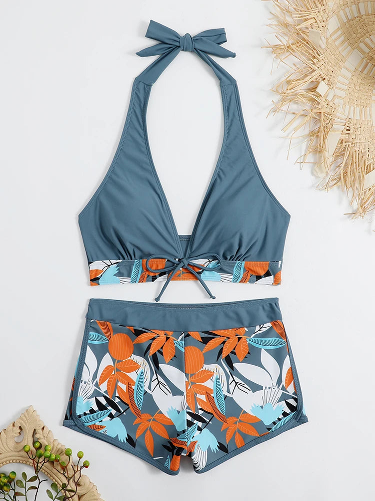 2026 Halter Bikini Set Short Swimsuit for Women