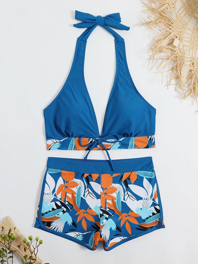 2026 Halter Bikini Set Short Swimsuit for Women