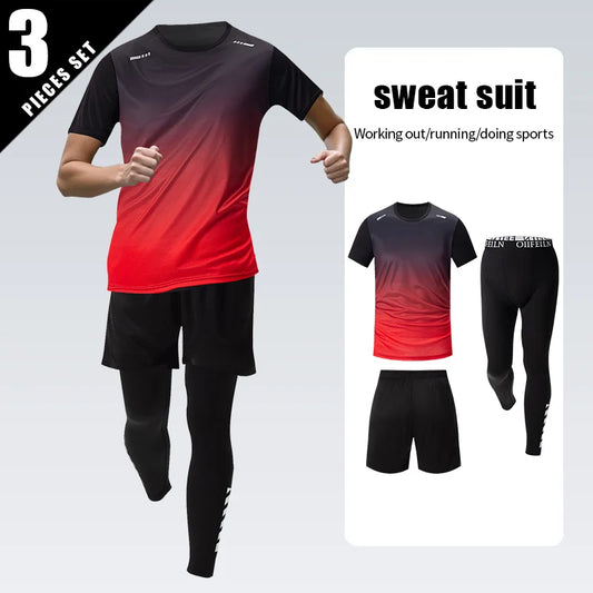 3 Pcs Men's Quick-drying Sports Gradient Suit