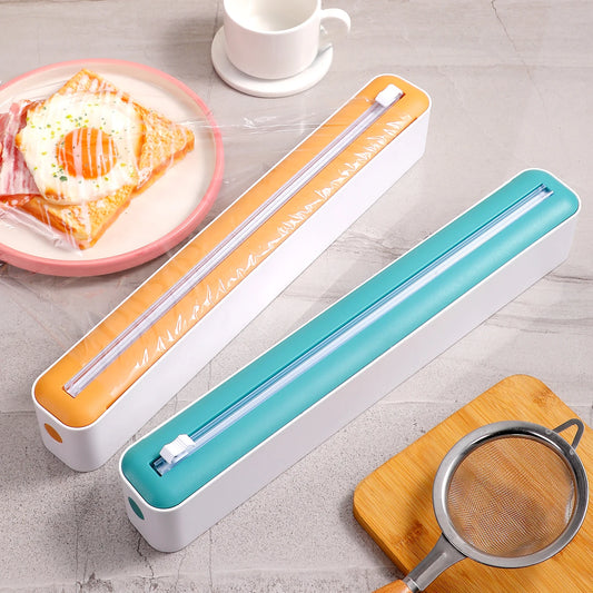 Multi-functional cling film cutter, tear-free sliding suitable for plastic and aluminum foil.