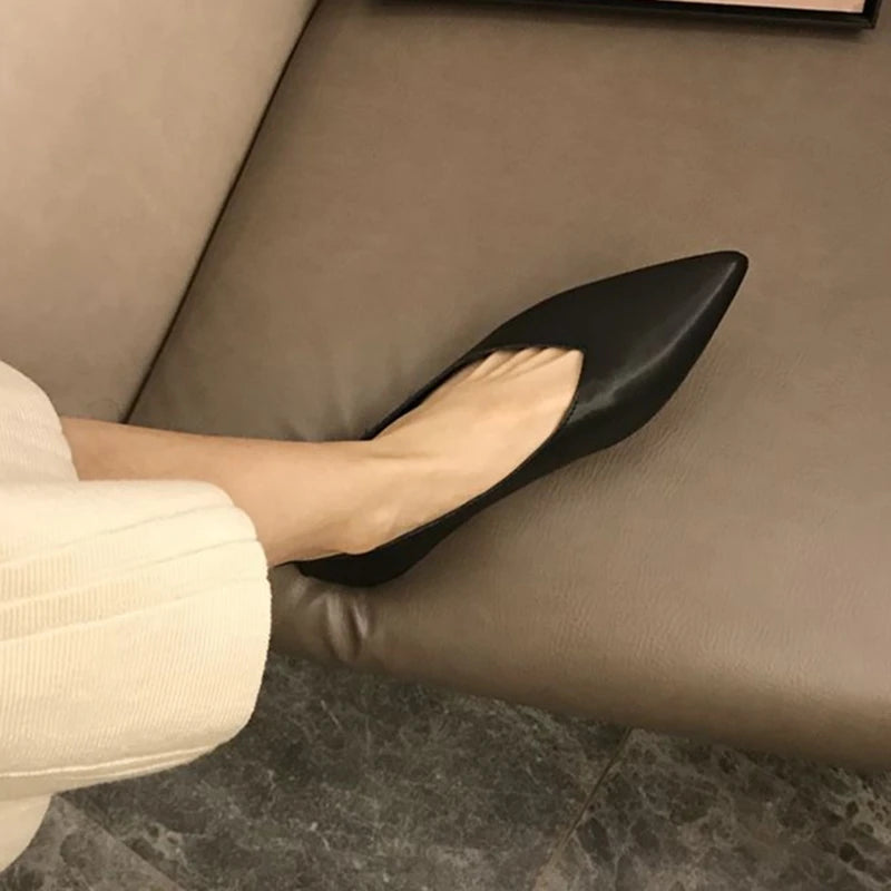 emale Shoes 2026 Pointed toe Genuine Leather Flat Shoes
