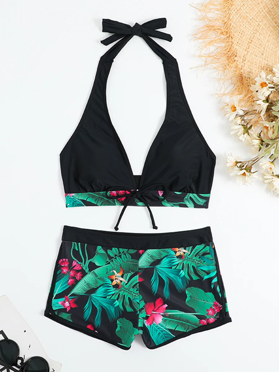 2026 Halter Bikini Set Short Swimsuit for Women
