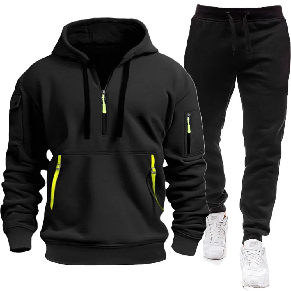 Sweatshirt set for outdoor sports and fitness trend hooded